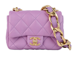 Quilted Mini Square Flap, Lambskin, purple, G98HP026, B, 3*